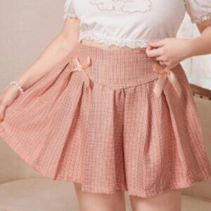 Kawaii Bow Front Pleated Skirt
